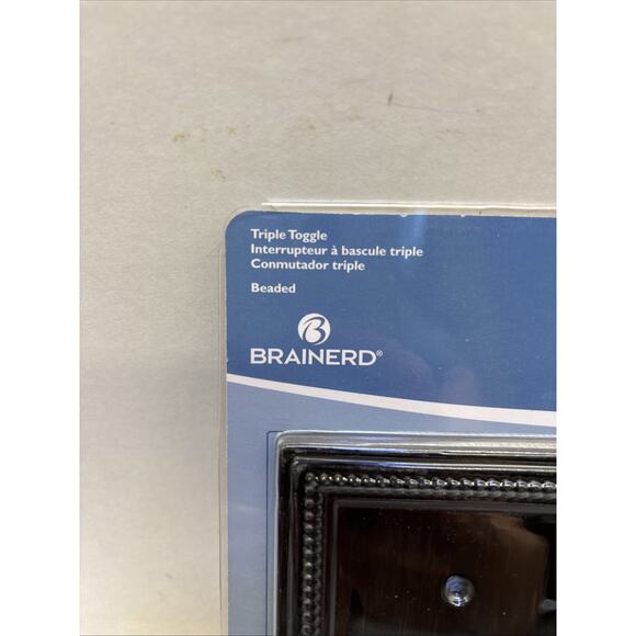 Brainerd Beaded Triple Toggle Wall Switch Plate 79867 Brushed Bronze {1} - Picture 3 of 11